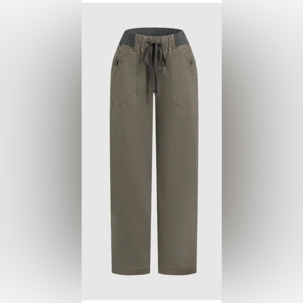 Flamingals Solid Seam Detail Drawstring Mid Rise Straight Leg Pants XL NWT - Picture 4 of 11